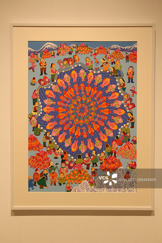 中华艺术宫 —— 首届中国乡土绘画（农民画）作品展览：查干湖冬捕壮歌图片素材