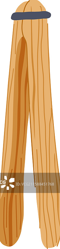 友好的竹制餐具卡通图案图片素材