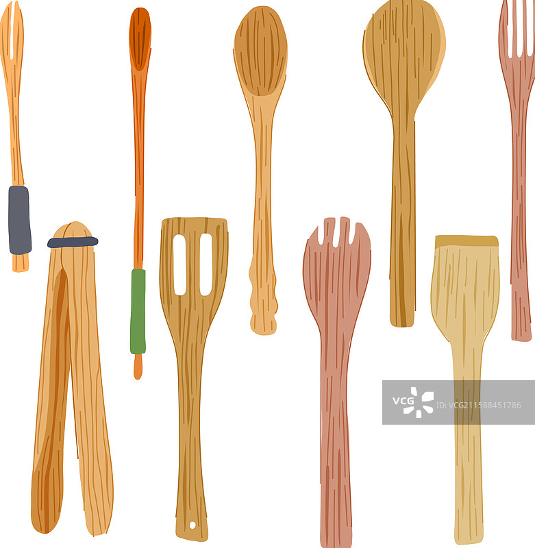 卡通竹制餐具套装图片素材