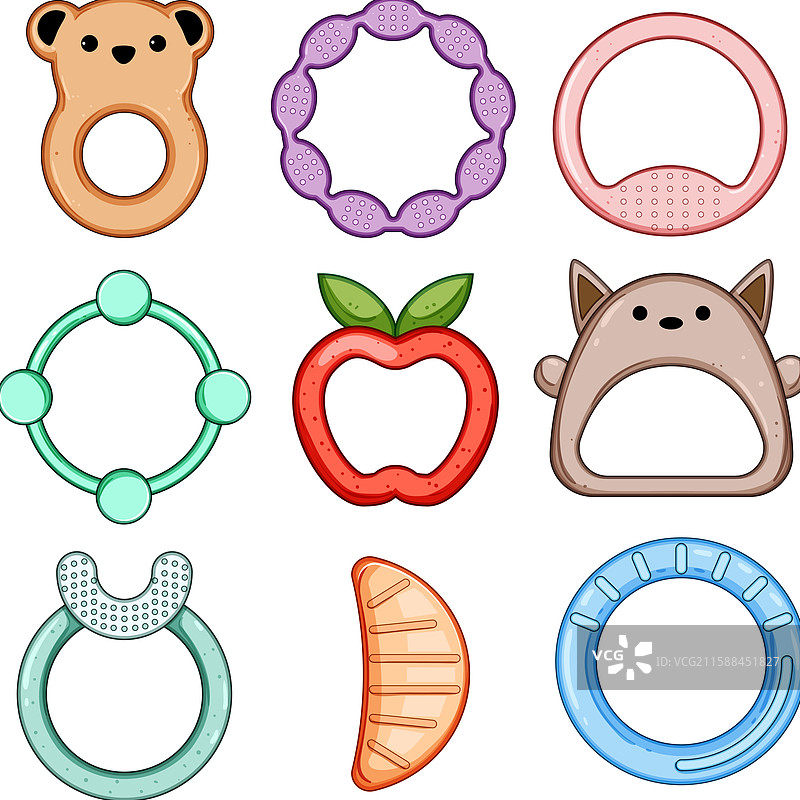 卡通牙胶环套装图片素材