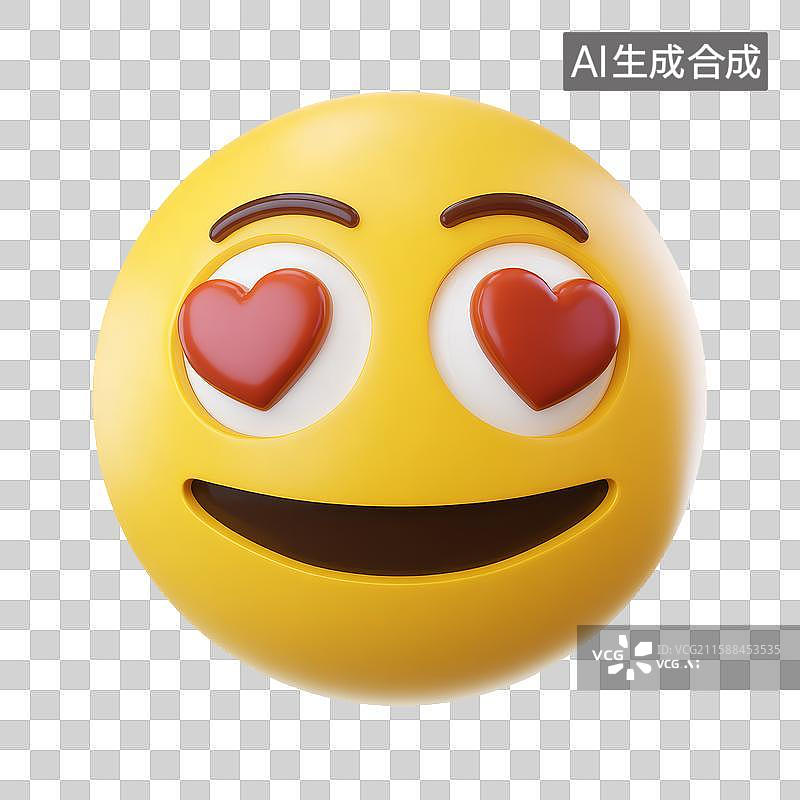 【AI数字艺术】心眼笑脸表情符号图片素材