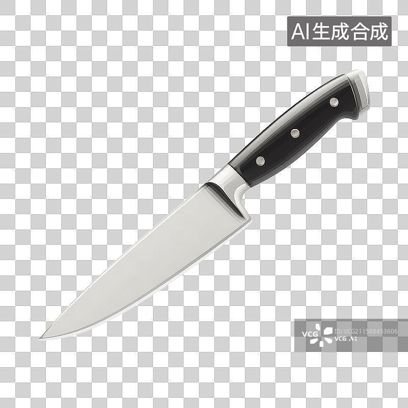 【AI数字艺术】不锈钢刀具，黑色手柄设计图片素材