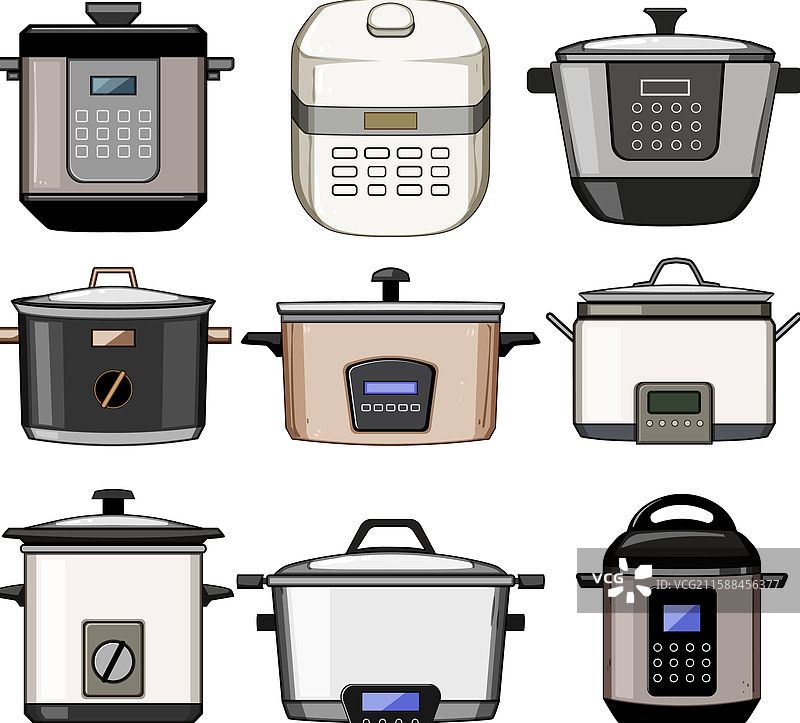 慢炖锅套装卡通图案图片素材