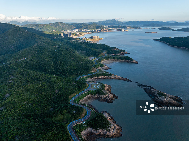 浙江宁波象山松兰山清晨航拍景色图片素材