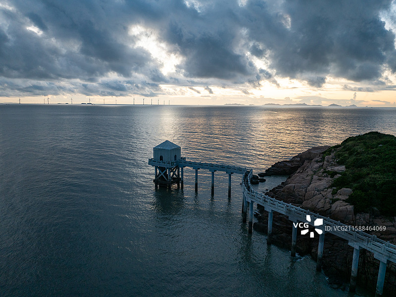 浙江宁波象山松兰山清晨航拍景色图片素材