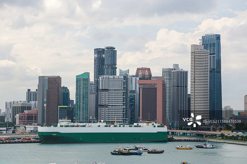 新加坡丹戎巴葛码头城市天际线图片素材