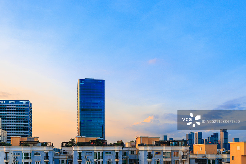 广东大湾区深圳高新园日落风光-汇金家园图片素材