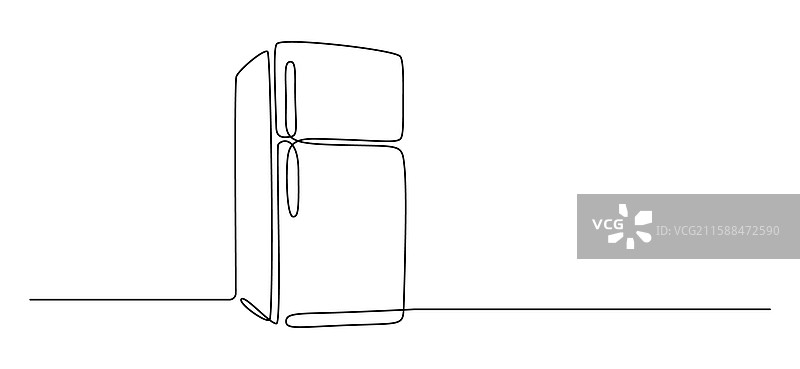 一笔画的封闭冰箱图片素材