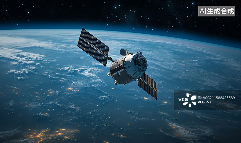【AI数字艺术】太空卫星俯瞰地球图片素材