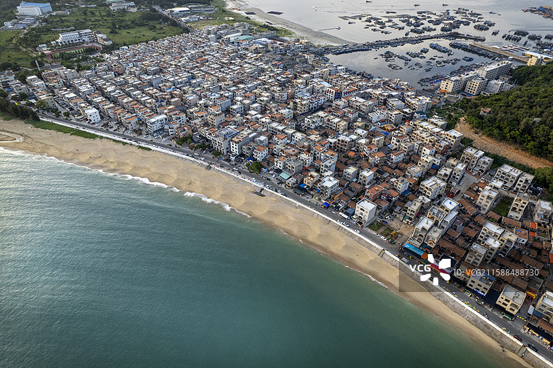 福建省漳州市东山岛澳角村滨海渔村人文景观航拍图片素材