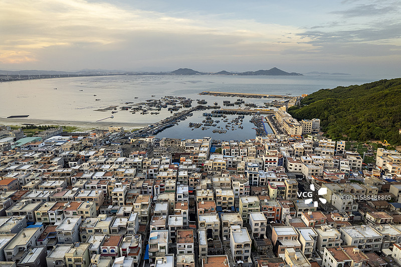 福建省漳州市东山岛澳角村滨海渔村人文景观航拍图片素材