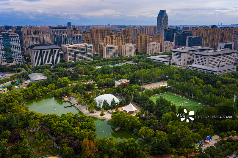 西安城市运动公园航拍图片素材