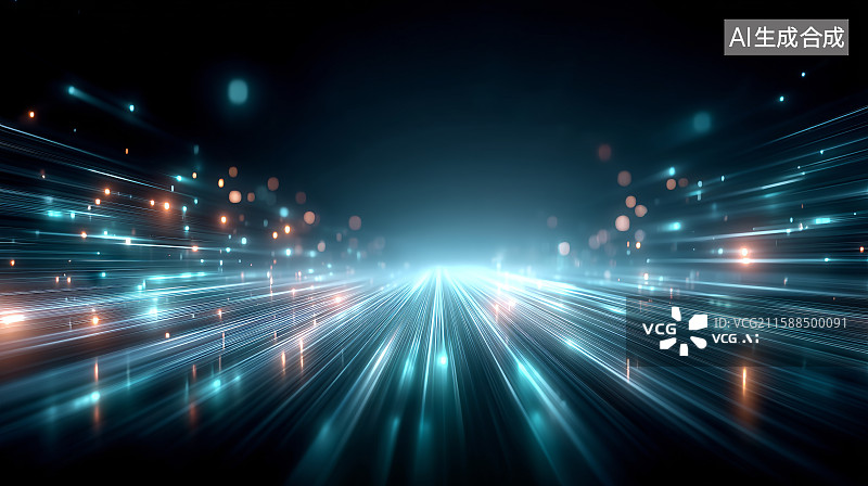 【AI数字艺术】光束汇聚的科技背景图片素材