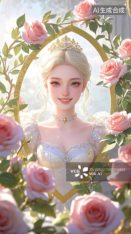 【AI数字艺术】玫瑰仙女的肖像图片素材