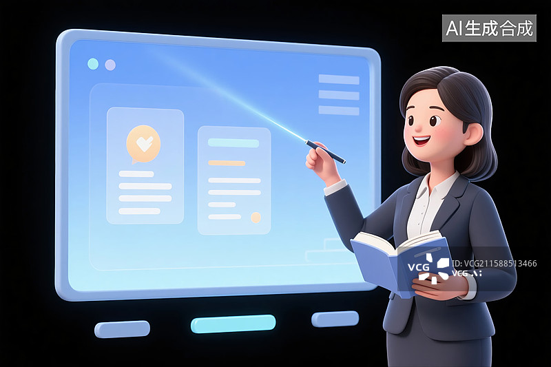 【AI数字艺术】商务女性数字讲解图片素材
