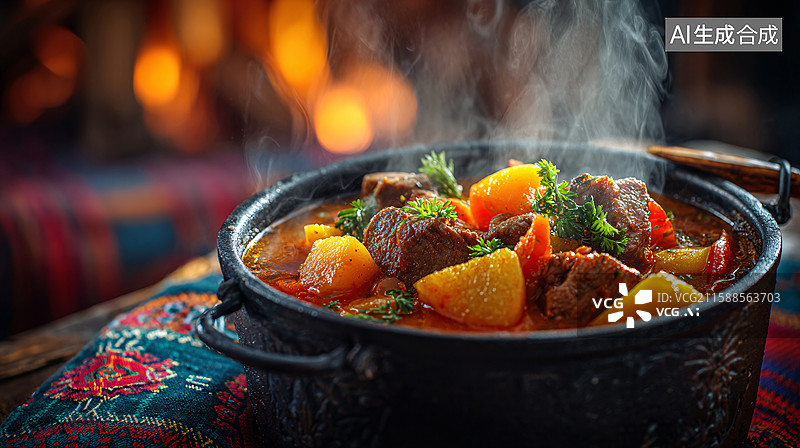 【AI数字艺术】热气腾腾的炖牛肉图片素材