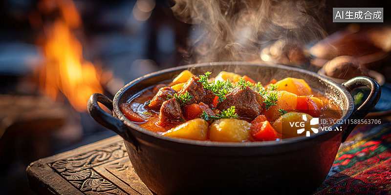 【AI数字艺术】热气腾腾的炖牛肉图片素材