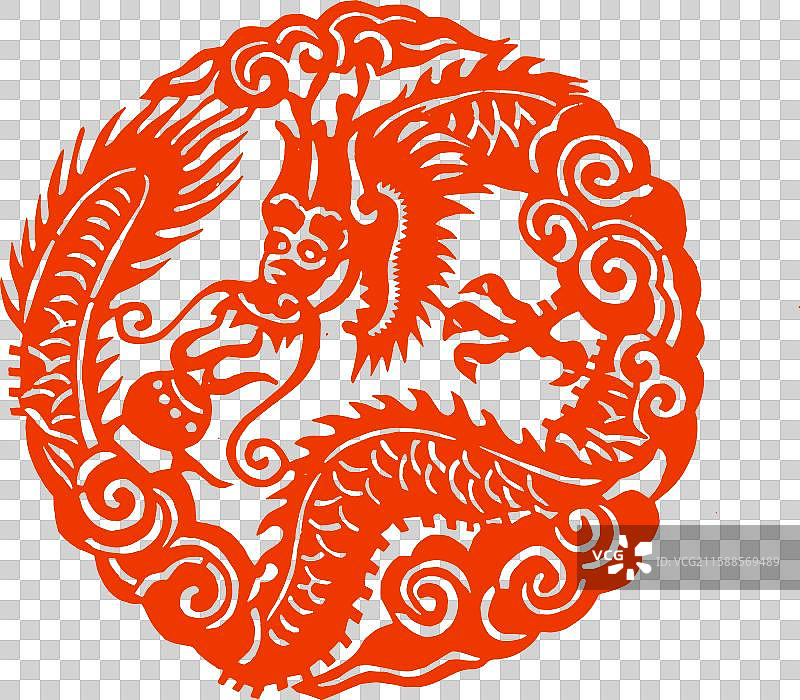 传统图案，剪纸艺术，龙 龙朱图片素材