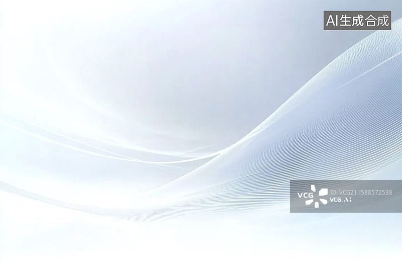 【AI数字艺术】清新治愈渐变色彩波浪线条背景画面，以灰白等色彩，呈现梦幻创意视觉氛围的场景图片素材