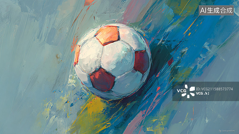 【AI数字艺术】色彩笔触下的足球图图片素材