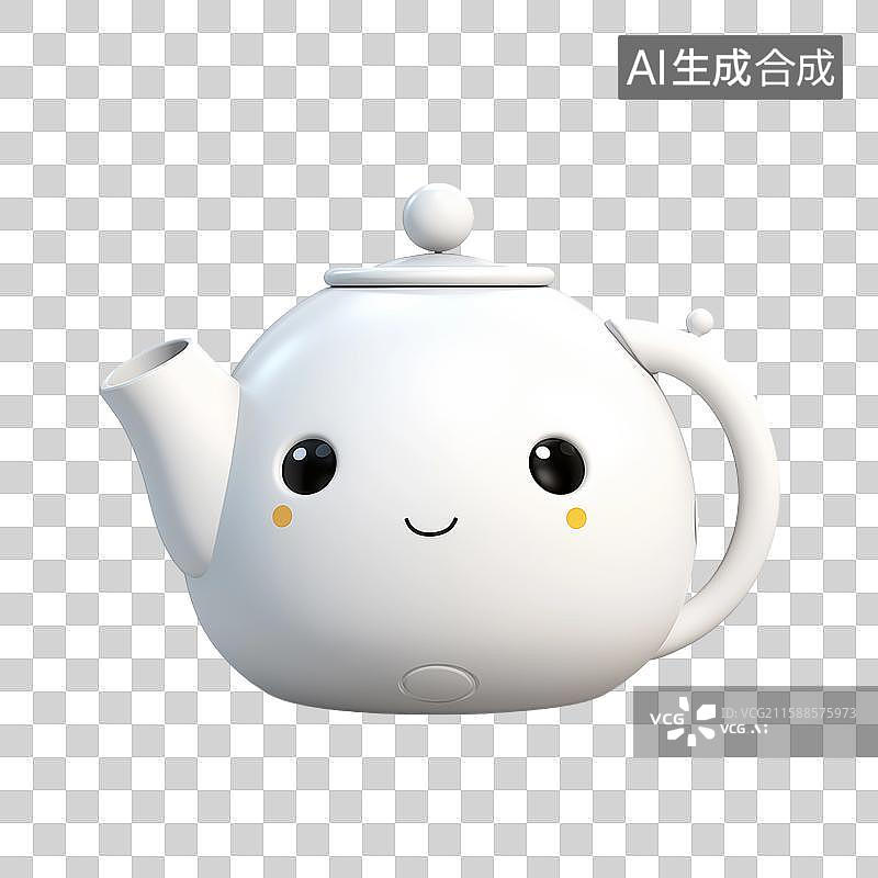 【AI数字艺术】3D造型现代风格茶壶插图图片素材