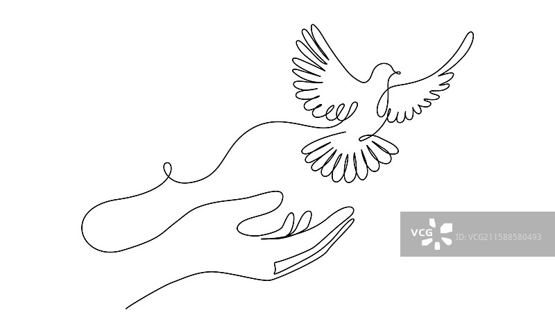 从一只张开的手中飞出的鸽子图片素材