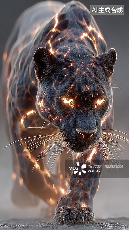 【AI数字艺术】光影交织的豹子图片素材