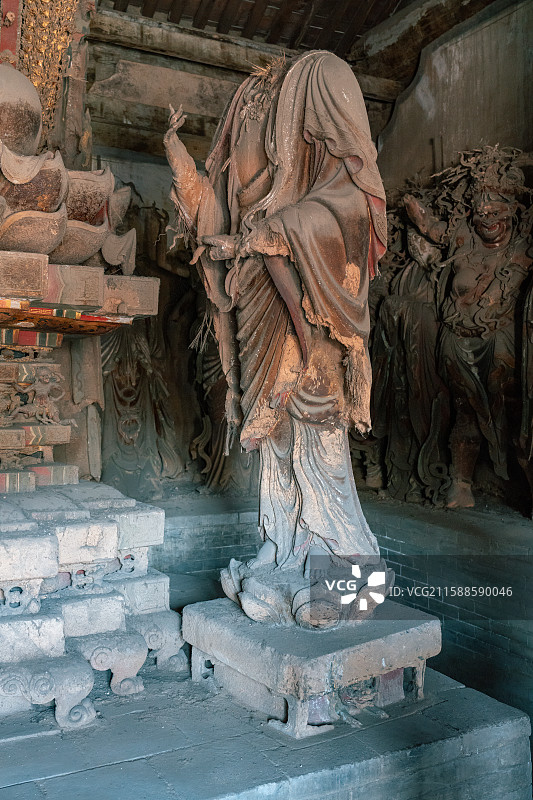 山西晋城铁佛寺彩塑佛像精美局部图片素材