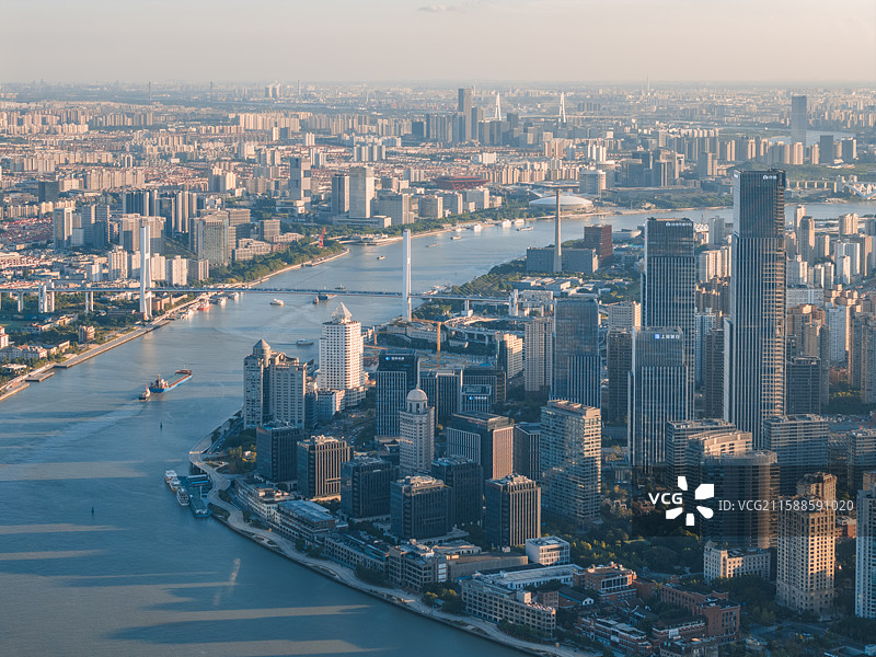 航拍南浦大桥两岸风光图片素材