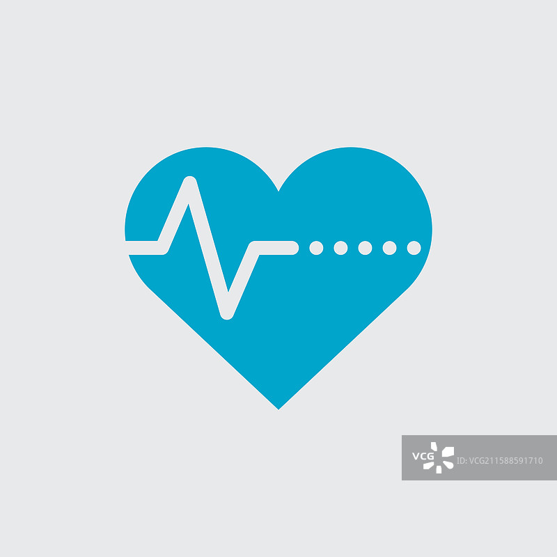 一个蓝色的心形图案，带有白色的心跳线图片素材