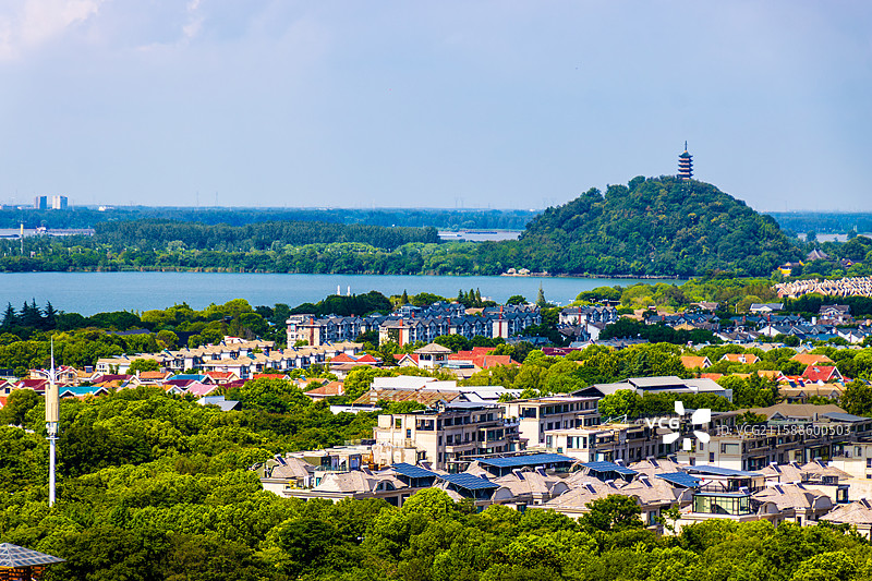 镇江风光-北固山北固楼远观焦山风光图片素材