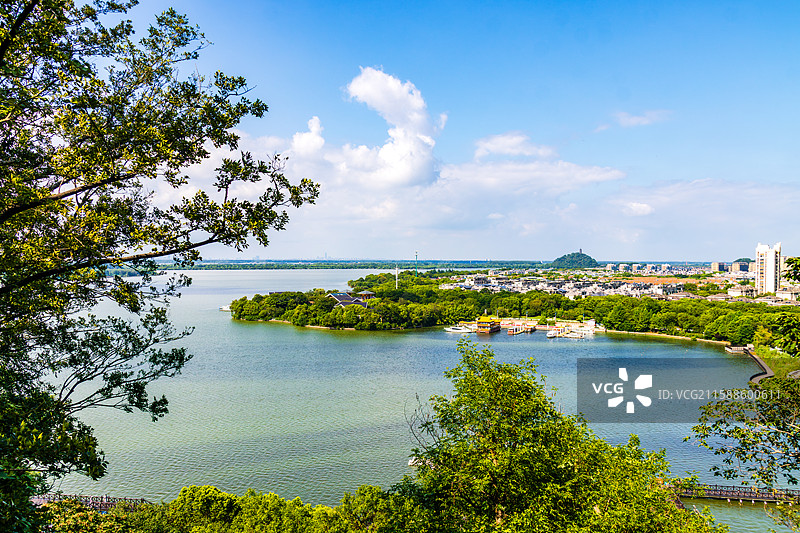 镇江风光-北固山北固楼远观焦山风光图片素材