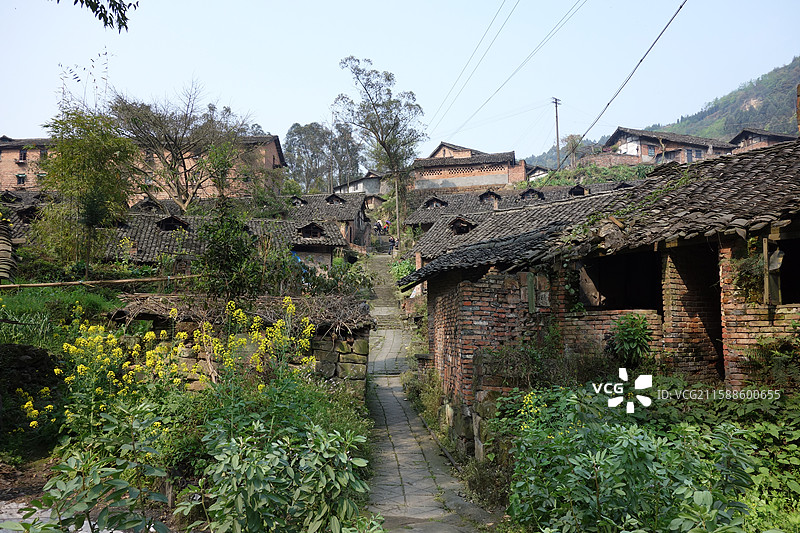 四川省乐山市犍为县芭沟镇芭蕉沟：中英老街英式民居图片素材