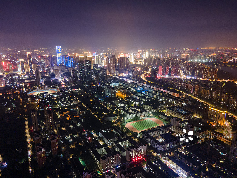 沈阳东北大学夜景航拍图片素材