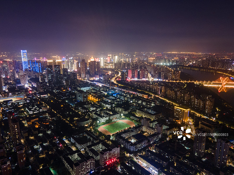 沈阳东北大学夜景航拍图片素材