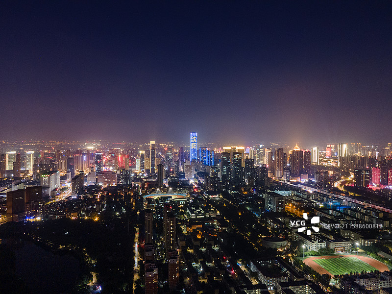 沈阳东北大学夜景航拍图片素材