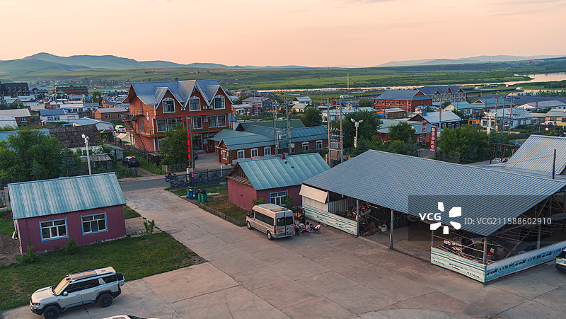 内蒙古呼伦贝尔市额尔古纳市中俄边境小镇-室韦图片素材