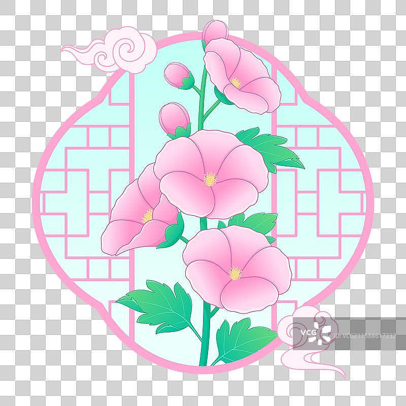 中国二十四节气夏至‌花卉蜀葵花国潮插画图片素材