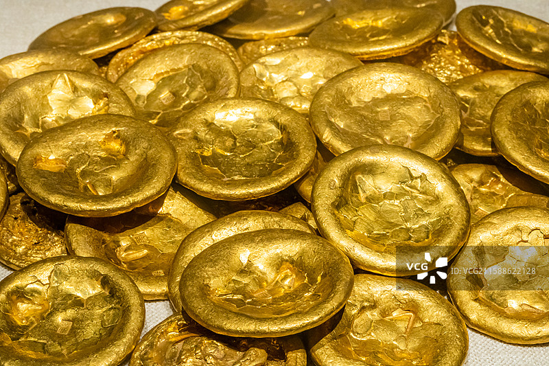 陕西历史博物馆金饼汉代西安市未央区出土图片素材