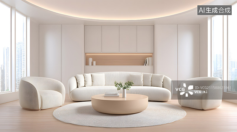 【AI数字艺术】现代风格的客厅图片素材