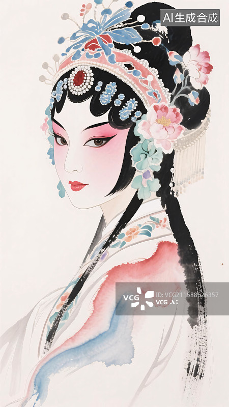 【AI数字艺术】水墨戏曲人物插画图片素材