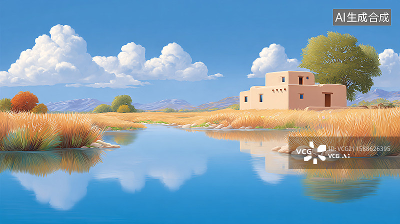 【AI数字艺术】西北自然风景插画图片素材