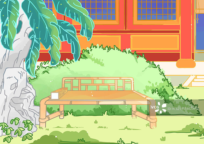 红楼梦系列名场景晴雯撕扇贾宝玉卡通治愈系插画图片素材