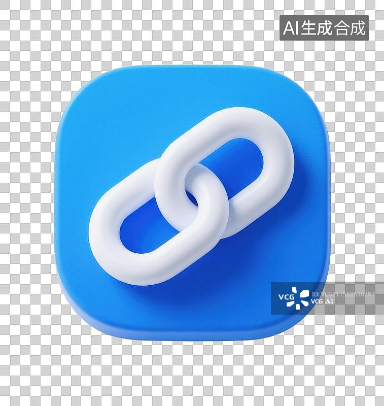 【AI数字艺术】3D三维链条链接超链接图标图片素材