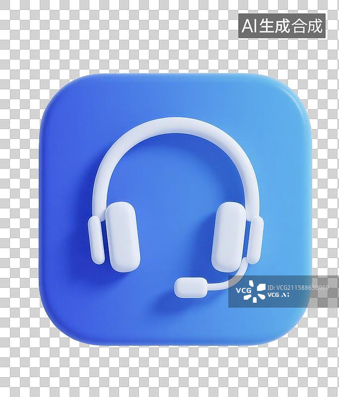 【AI数字艺术】3D三维耳机在线客服服务客户支持元素图片素材