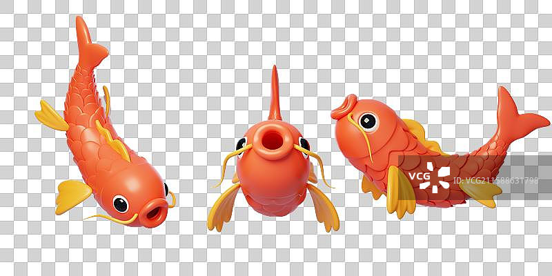 免抠新年春节传统幸运金鱼锦鲤3D图片素材