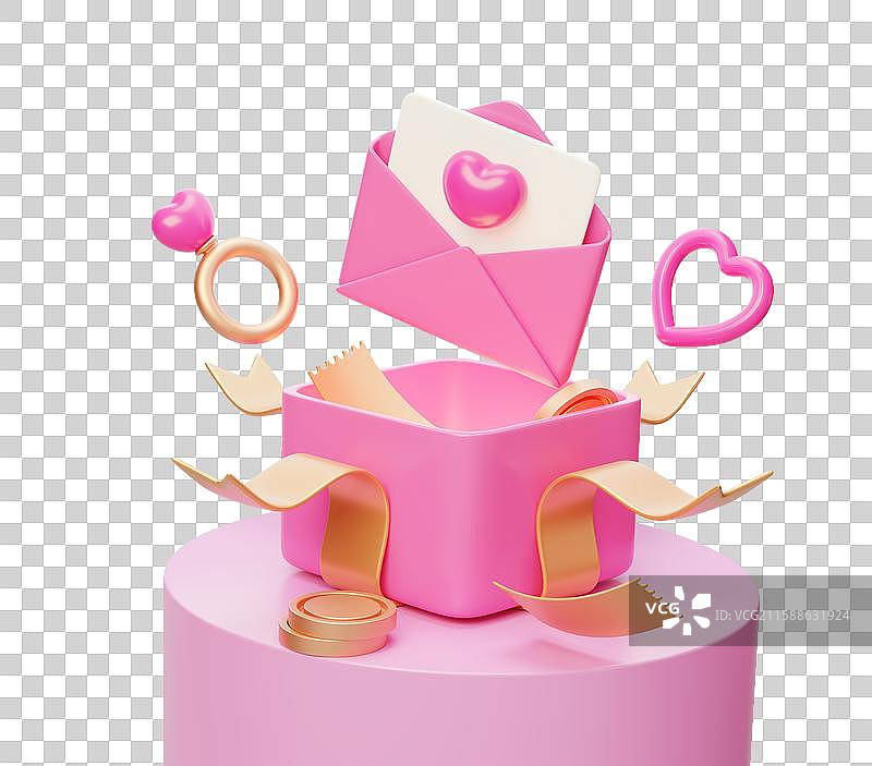 免抠情人节七夕浪漫活动钜惠表白3D图片素材