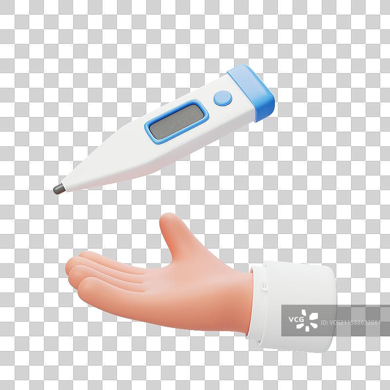 免抠体温监测医疗工具健康体温计3D图片素材