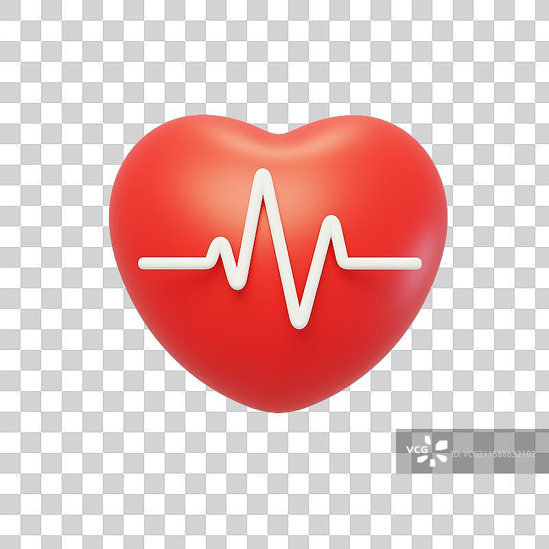 免抠心理学生物医学心脏健康心电图3D图片素材
