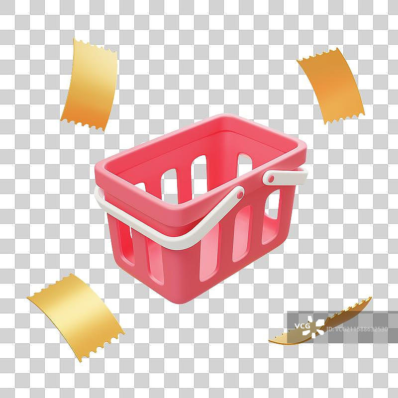 免抠电商购物篮超市采购加购3D图片素材